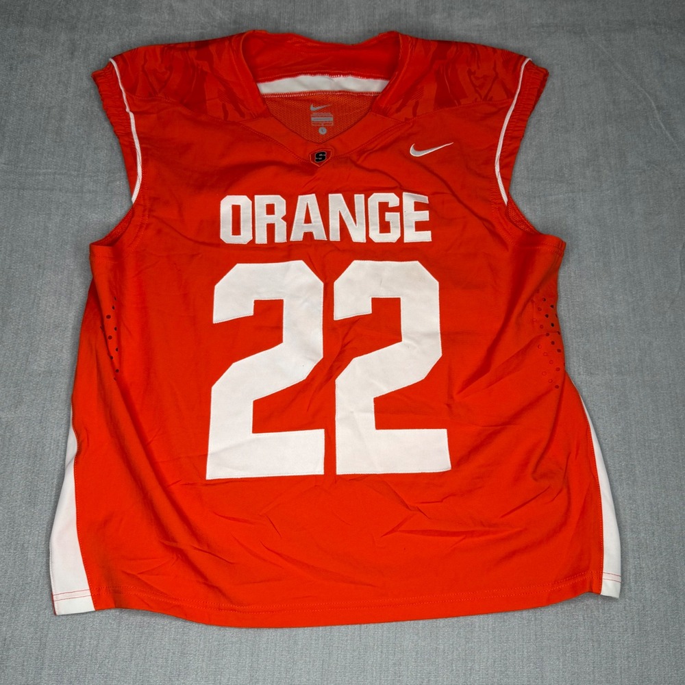 Nike Syracuse Orange 22 Lacrosse Jersey Mens Large Orange White Sleeveless